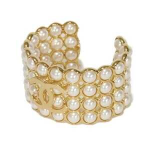 CHANEL CC Logo Pearl Bracelet, Small, Gold, 4-Row, White Metal, 24SS, Coco Ma...
